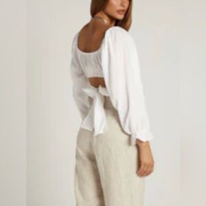 Dissh White Long Sleeve Crop Top